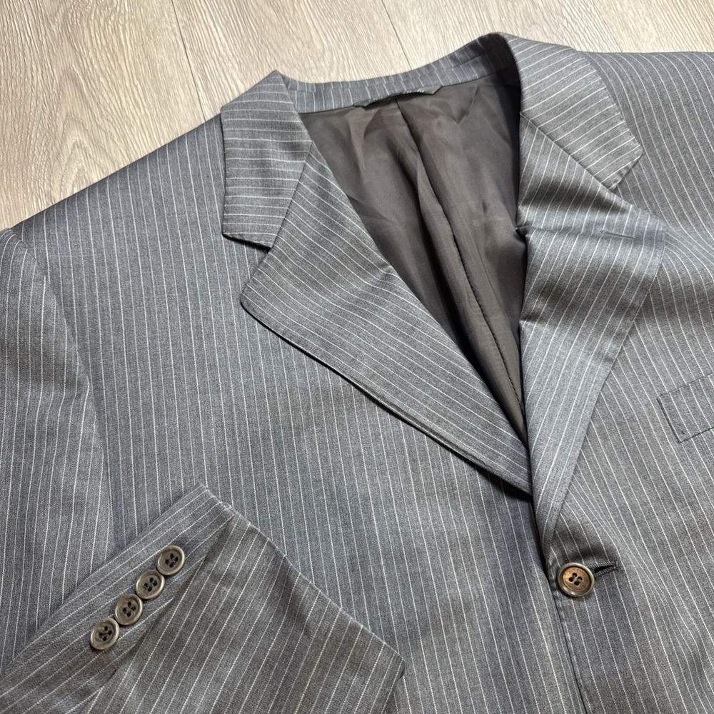 CANALI 48R Sport Coat Blazer Jacket Italy Slim Fit Gray Striped Wedding Formal